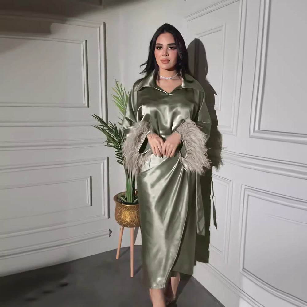 Robe quotidienne musulmane à plumes - EX-STOCK Canada