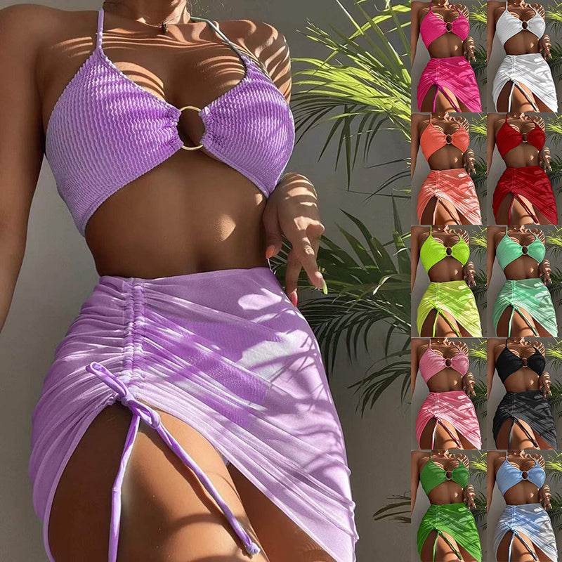 3pcs Halter Bikini Summer Fashion Personalized Three-point Beach Swimsuit For Women - EX-STOCK Canada