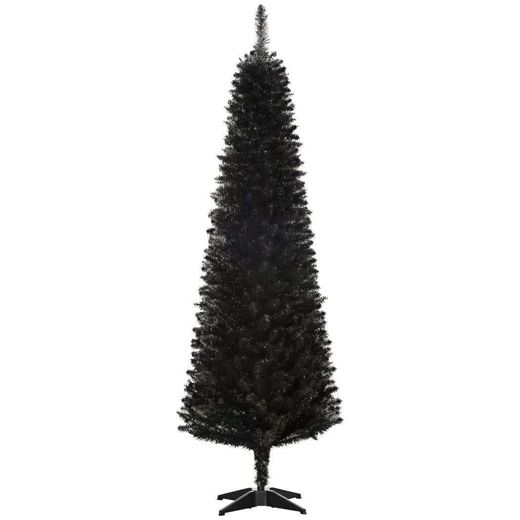 6 Pencil Christmas Tree, Slim Artificial Xmas Tree With Realistic Branches, Sturdy Metal Stand, Black EX-STOCK Canada