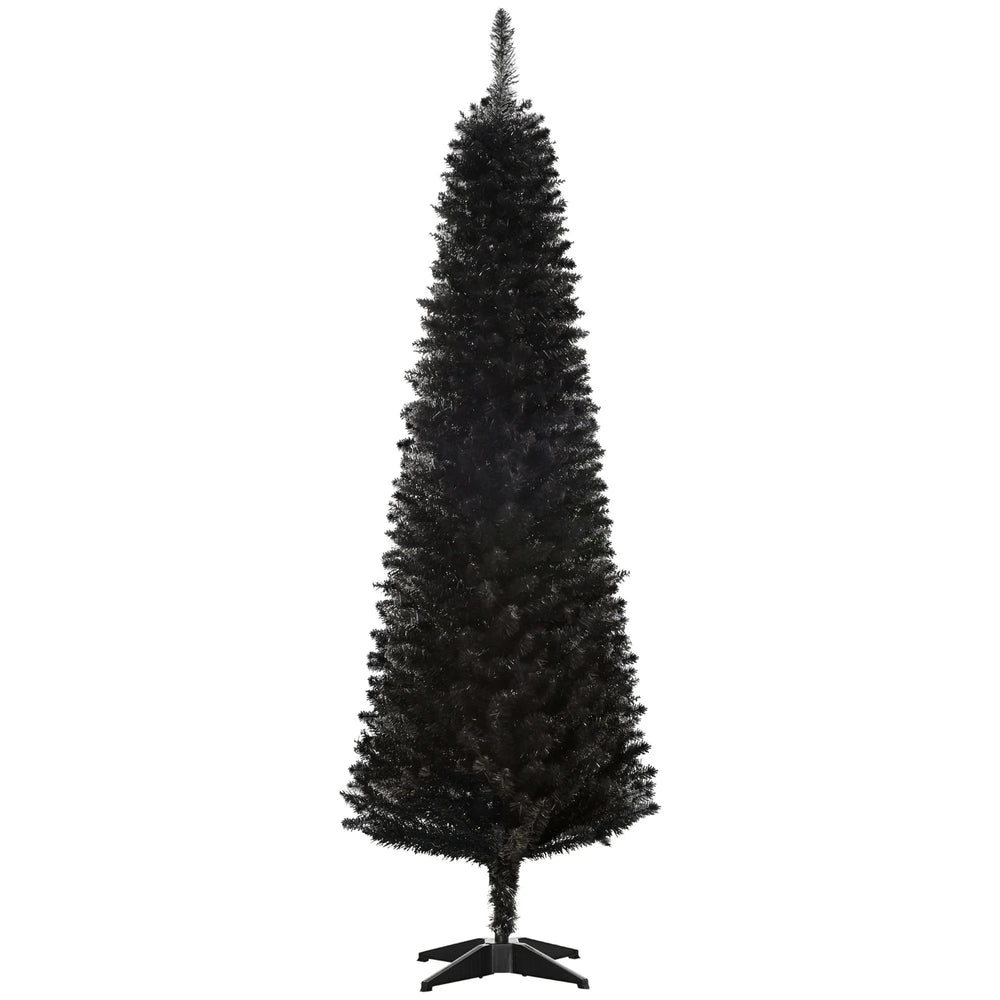 6 Pencil Christmas Tree, Slim Artificial Xmas Tree With Realistic Branches, Sturdy Metal Stand, Black EX-STOCK Canada