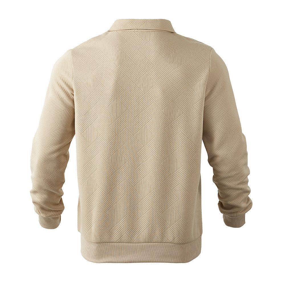 Lapel Jacquard Half-zipper Sweatshirt Fashion Solid Color Long-sleeved Tops For Men Clothing EX-STOCK Canada