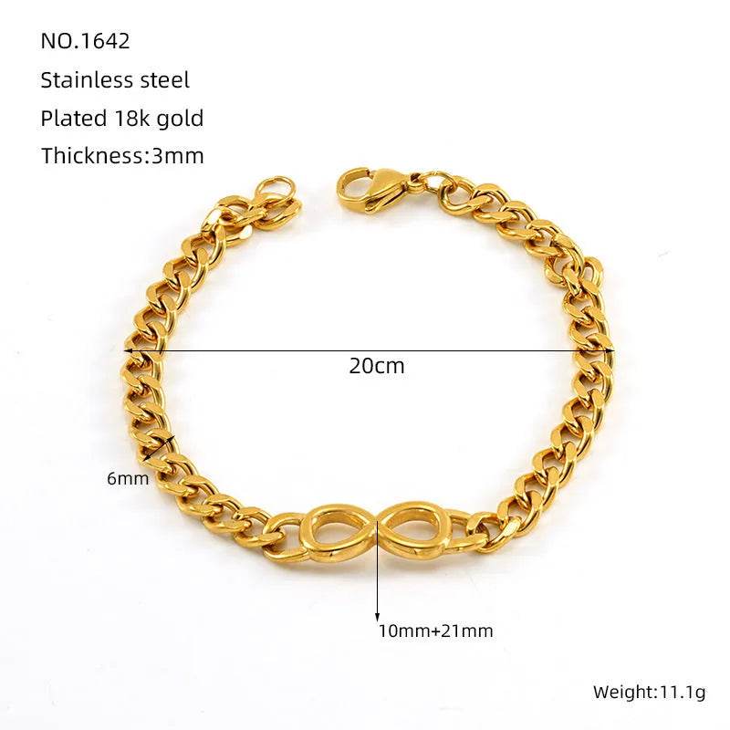 Fashion Stainless Steel Cuban Link Chain Bracelet Numbers - EX-STOCK Canada