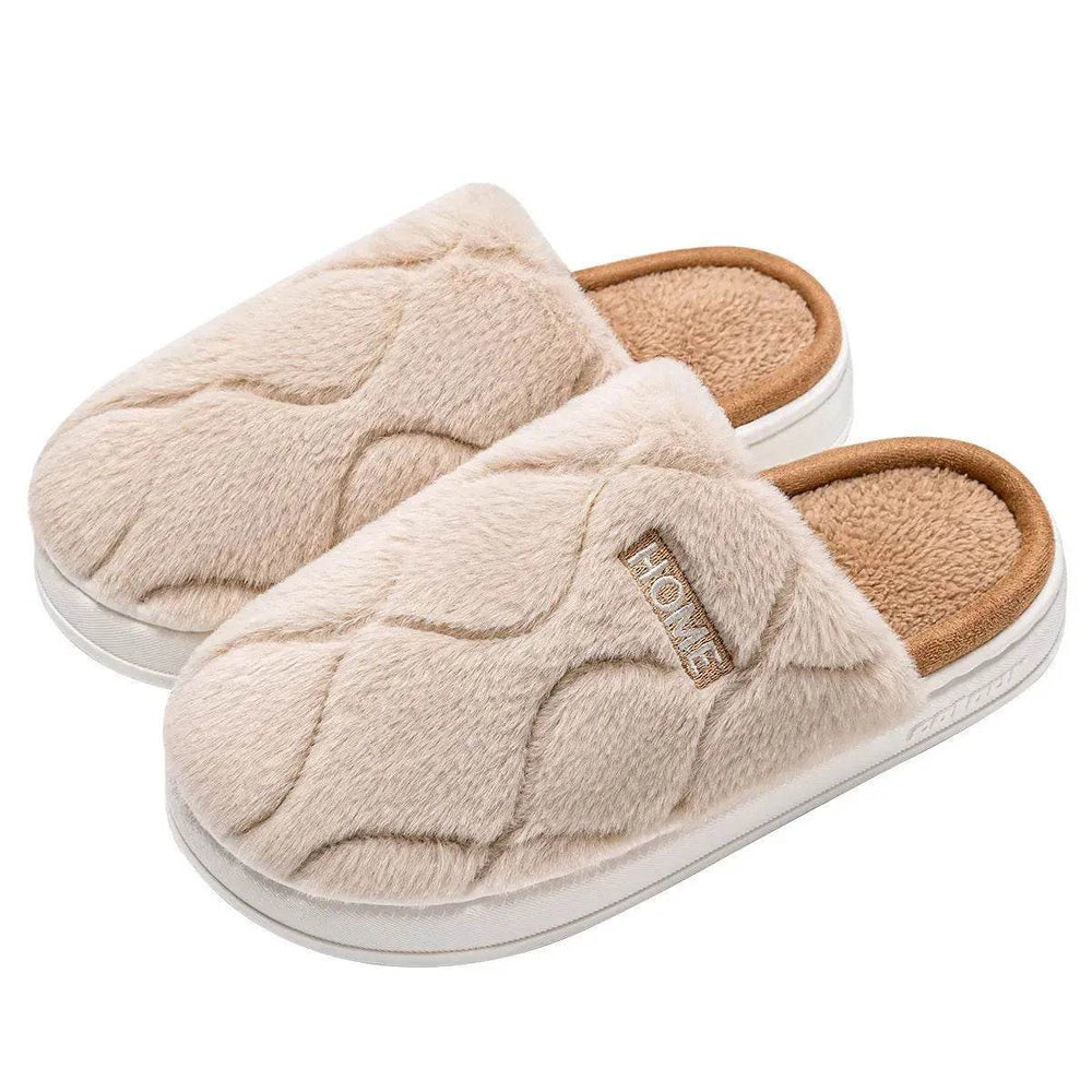 Plush Slippers Winter For Women Indoor Floor Bedroom Home Slipper Warm Solid House Shoes Men Couple - EX-STOCK Canada