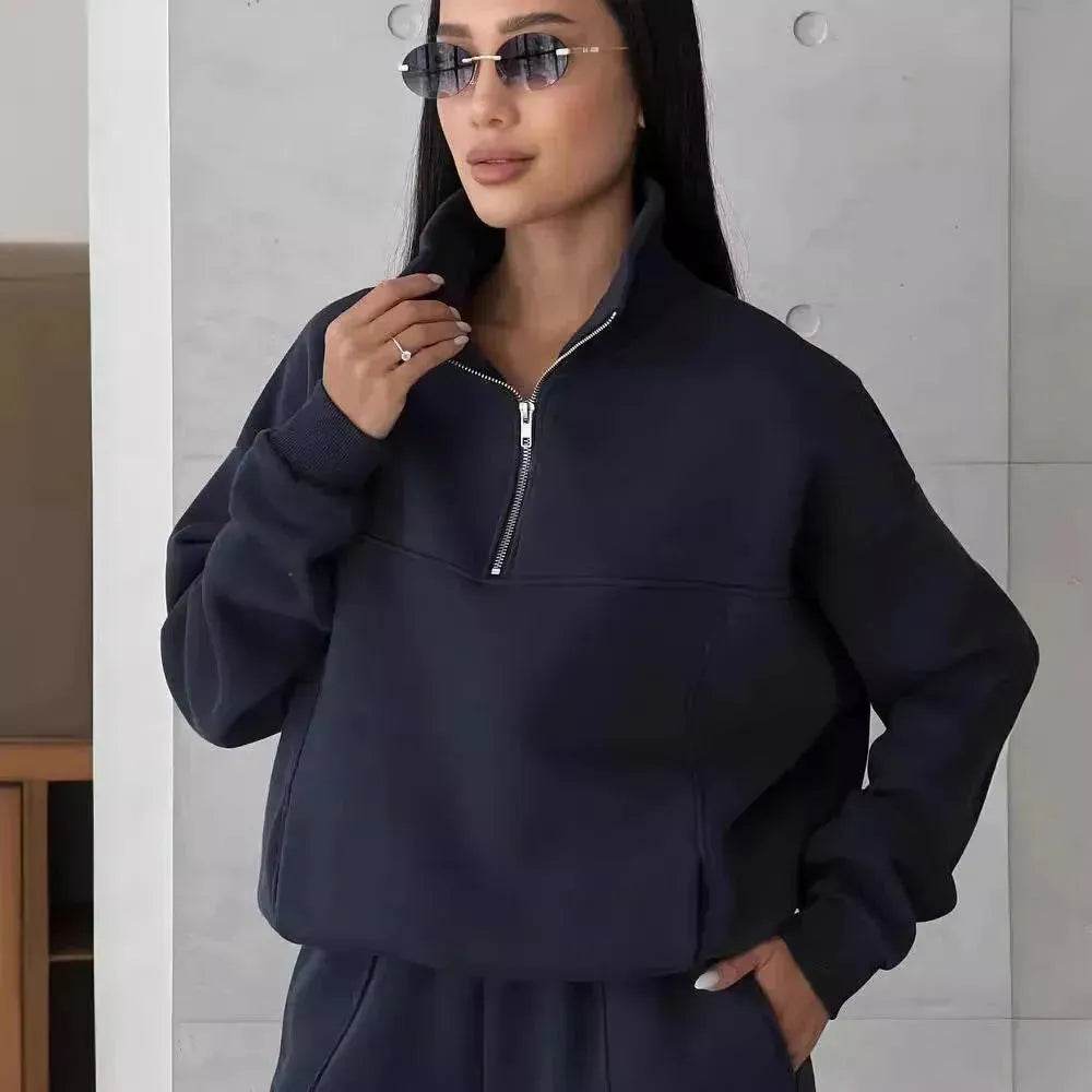 Y2K Winter Jogging Women Two Piece Set Female Zipper Coat Casual Pants Tracksuit Autumn Jacket Fashion Contrast Sport Wear Set - EX-STOCK Canada