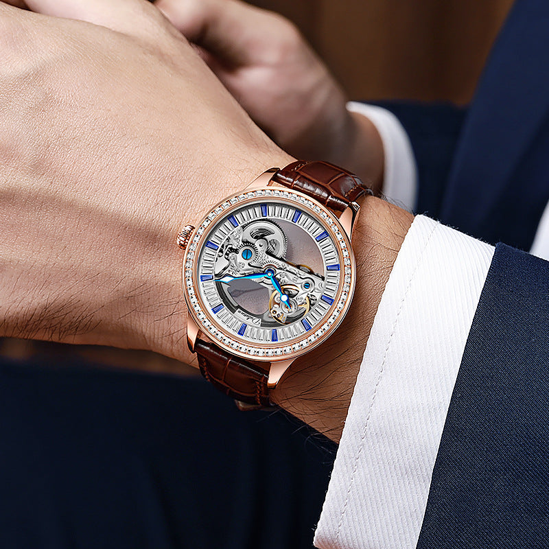 ساعة ميكانيكية فاخرة مقاومة للماء بزركون للأزياء | EX-STOCK Canada