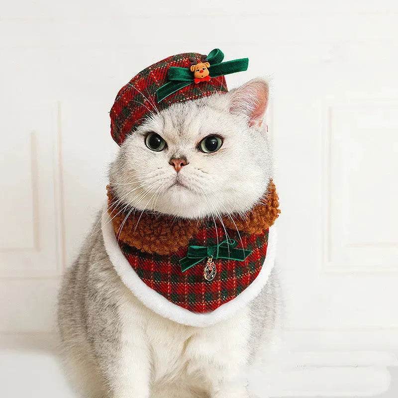Pet Christmas Cat Hat Bib Dress Up Clothes - EX-STOCK Canada