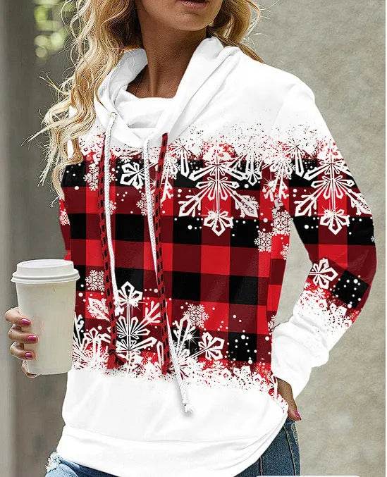 New Fashion Women's Pile Collar Printed Hoodie Pullover Top - EX-STOCK Canada