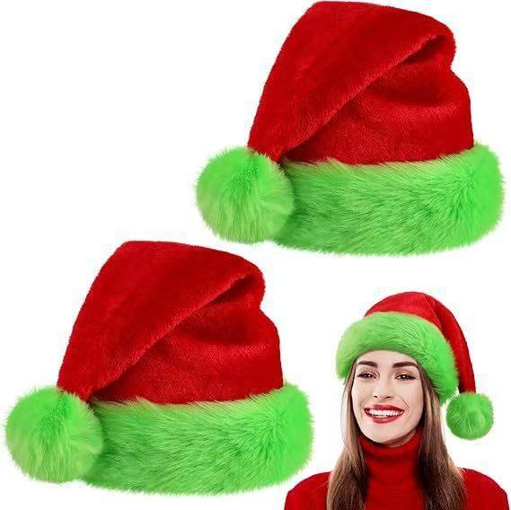 Plush Santa Hats Velvet Christmas Hat Thicken Plush Xmas Holiday Hat With Lined New Year Festive Party EX-STOCK Canada