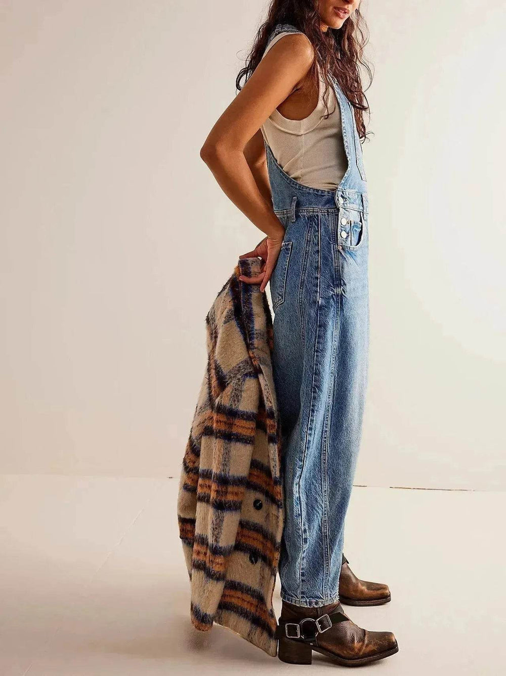 Casual Loose Denim Overalls Street Jeans Jumper Pant Denim Jumper for Women - EX-STOCK Canada