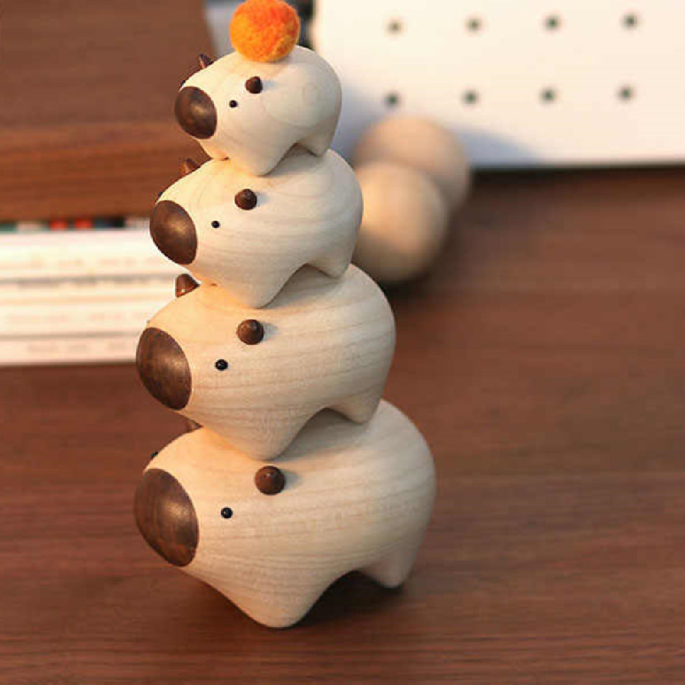 Wooden Capybara Stacking Figurines, Natural & Brown, 4-Piece Set