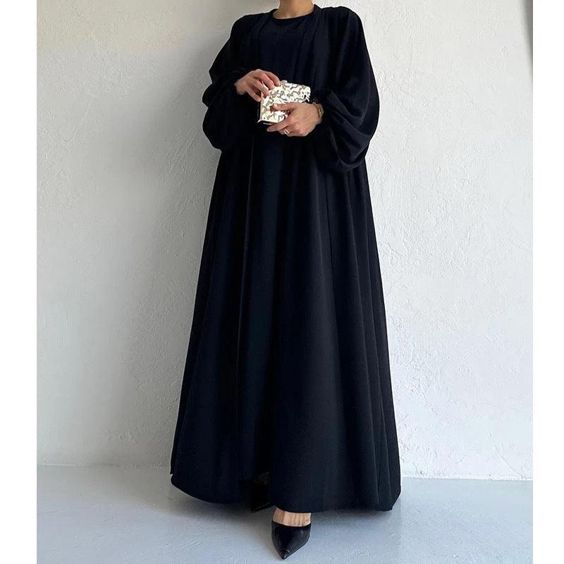 Women's Fashion Muslim Dress Lace-up Waist-controlled Baggy Coat Long - EX-STOCK Canada