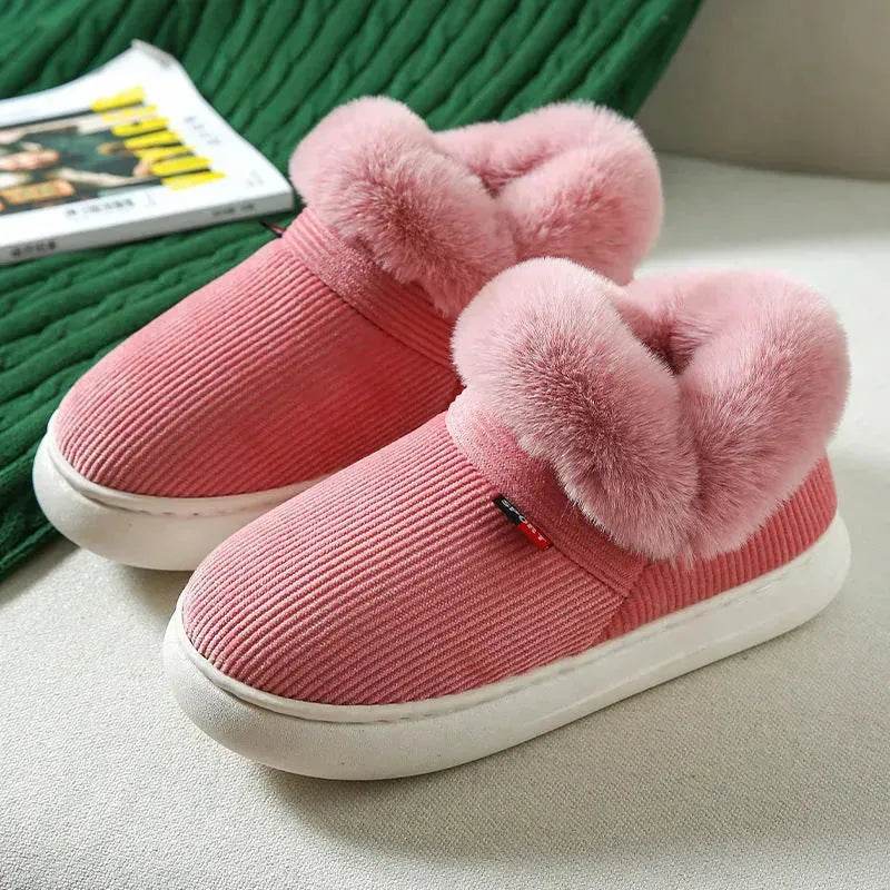 Winter Plush Cotton Shoes For Men And Women Cozy Fluffy Corduroy House Slippers Warm Slip On Fleece House Shoes - EX-STOCK Canada