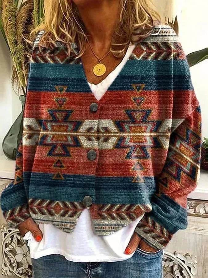 Christmas Abstract Printing Casual Cloak Coat Cardigan Sweater - EX-STOCK Canada