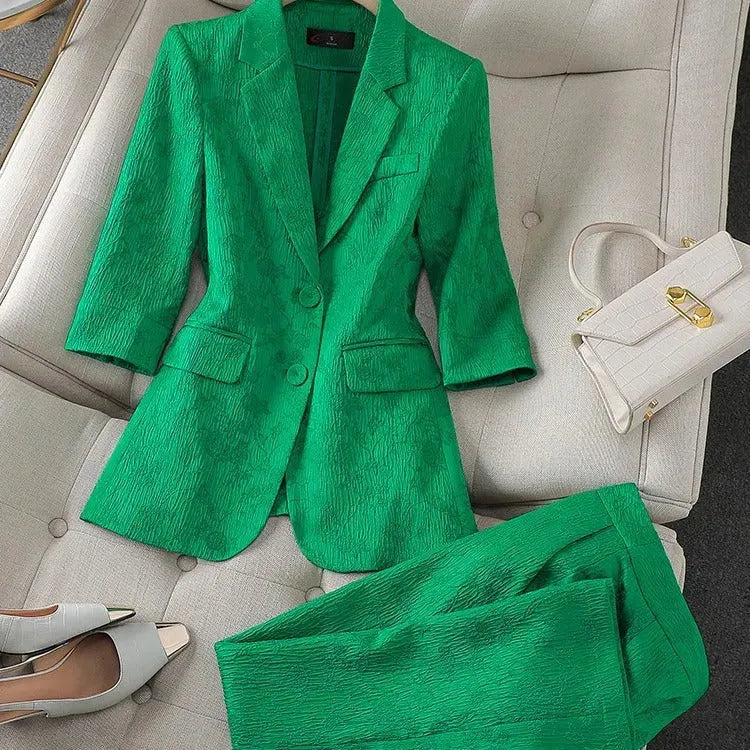 Half Sleeve Blazer And Pant Suit Ladies Women Female Jacket pant suit for women - EX-STOCK CANADA