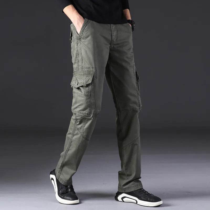 Overalls Men's Outdoor Casual Trousers Pure Cotton Straight Loose Multi-pocket Cargo Pant - EX-STOCK Canada