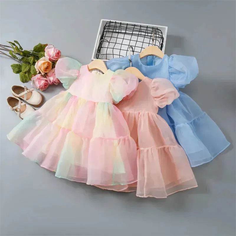 Girls Princess Mesh Puff Sleeve Dress Princess gown for kids - EX-STOCK Canada