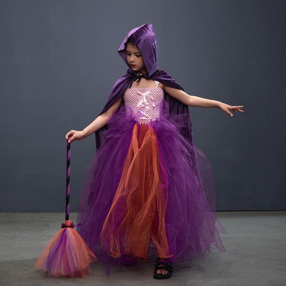 Halloween Costume Witch Children Dress Cloak Broom Set - EX-STOCK Canada