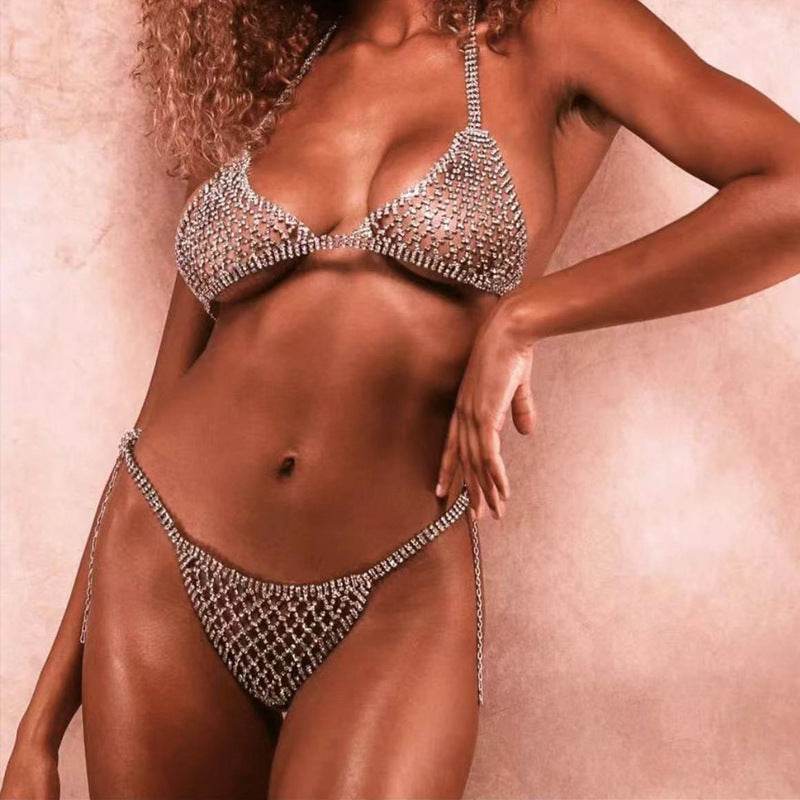 Lingerie Nightclub Body Chains – Diamond Rhinestone Bra and Panties Set - EX-STOCK Canada
