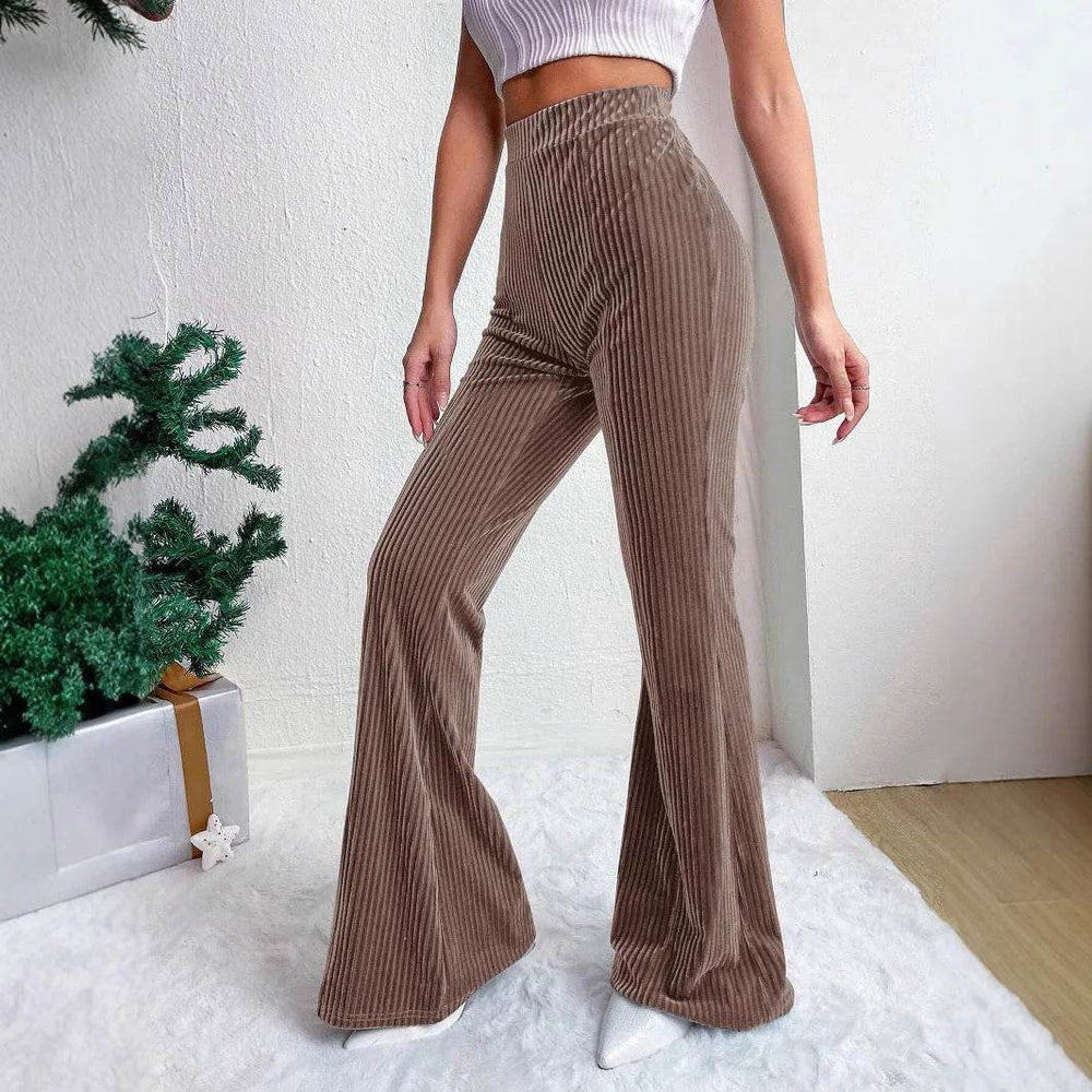 High Waist Lamp Wick Corduroy Bell-bottom Pants Wide Leg Women - EX-STOCK Canada