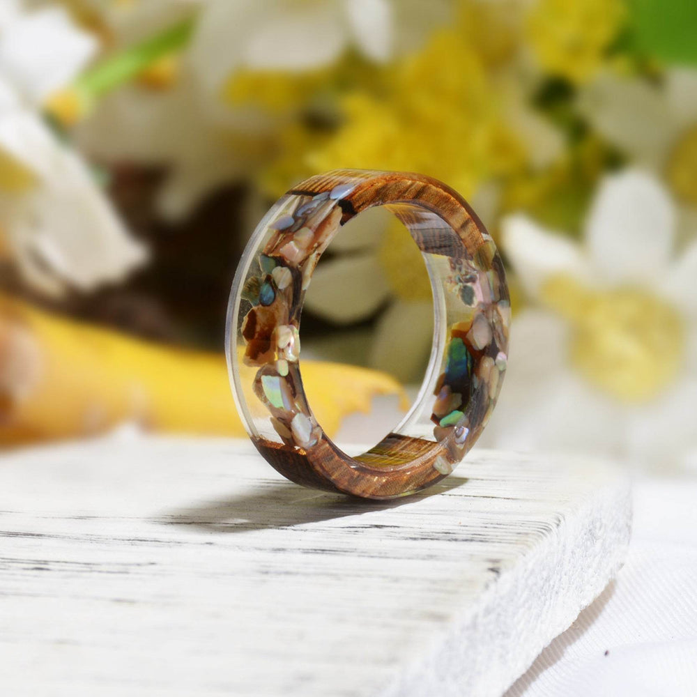 Cross-border Foreign Trade New Wood Resin Ring Diy Handmade Dried Flower Epoxy Ring - EX-STOCK Canada