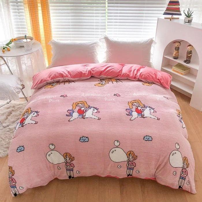 Double-sided Warm Coral Fleece Duvet Cover EX-STOCK Canada