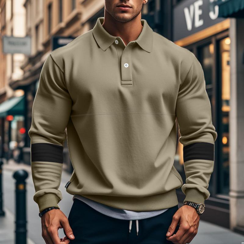 Fashion Long-sleeved Lapel Polo Shirt With Button Men's Loose Casual Sports Top Fall Spring Clothing EX-STOCK Canada