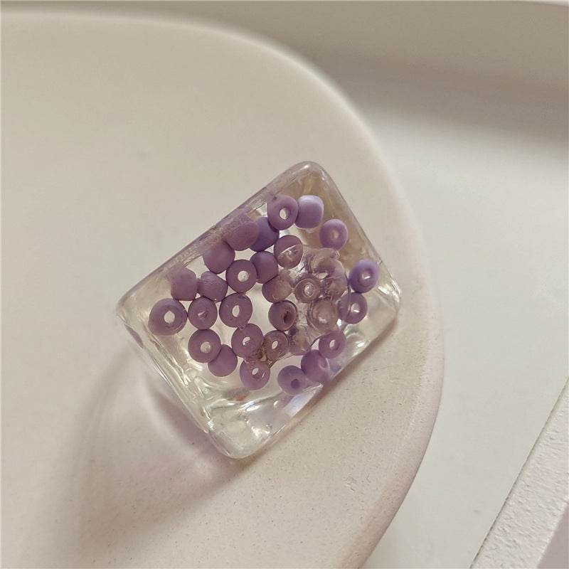 New Transparent Resin Ring Fruit Square Ring Acrylic Ring - EX-STOCK Canada
