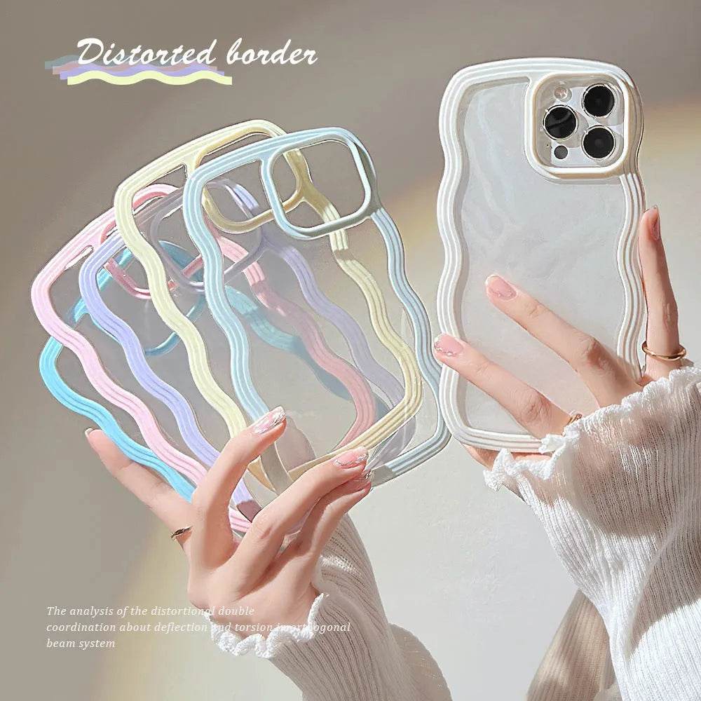 Wave Border Mobile Phone Case Solid Color Simple Candy Color - EX-STOCK Canada