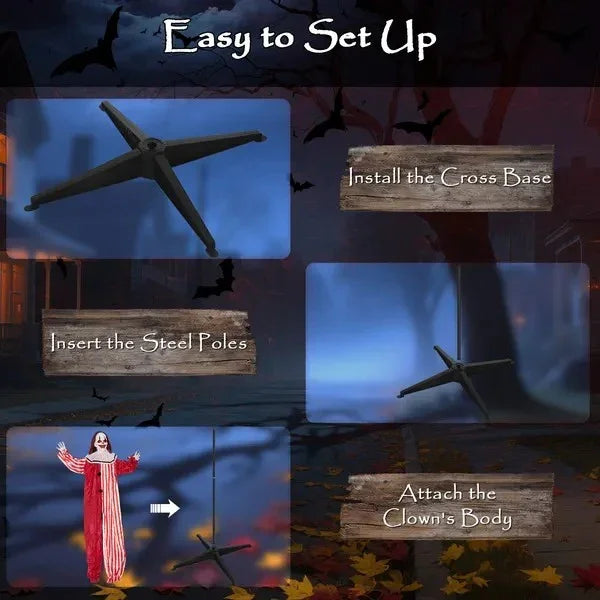 Life Size Halloween Animated Clown With Red Light Up Eyes, Sound Activated Scary Halloween Decorations, Battery Operated EX-STOCK Canada