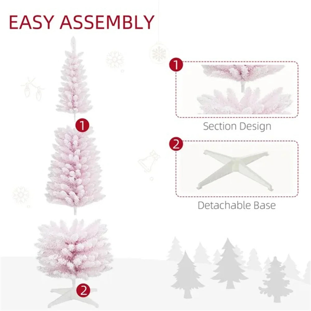 6ft Flocked Christmas Tree, Pencil Artificial Christmas Tree With Realistic Branches EX-STOCK Canada