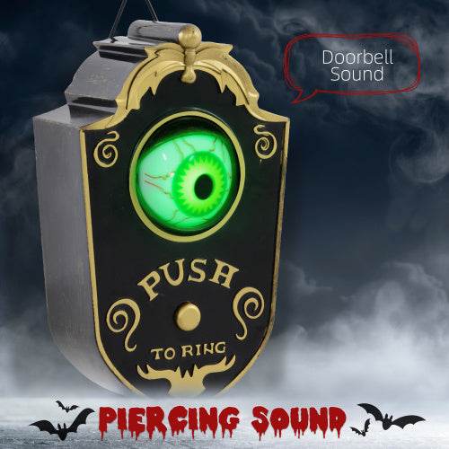 HOMCOM 7.1 Halloween Decoration, Animatronic Doorbell With Simulation Light-up Eyeball, Sound And Motion Activated Animated Prop W Piercing Doorbell Sound - EX-STOCK Canada