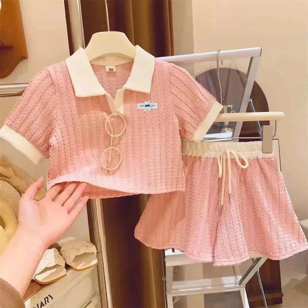 Casual Summer Girls' Suit Shorts Polo Two-piece Set - EX-STOCK Canada
