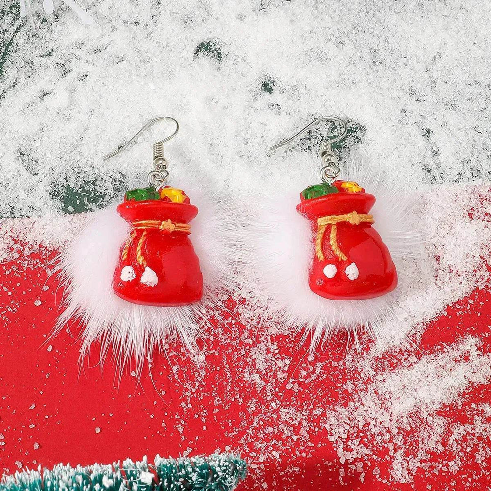 Winter Snowflake Hair Ball Earrings Ins Cute Christmas Elk Santa Claus Stock Element Earrings Women Jewelry - EX-STOCK Canada