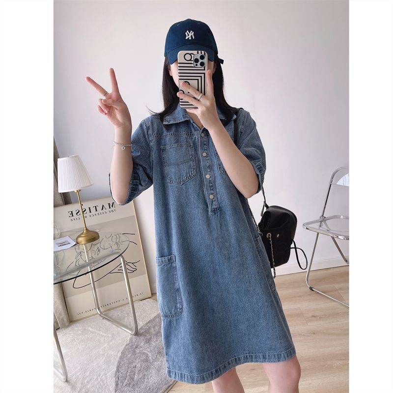 Women's Lapel Breasted Straight-leg Denim Dress - EX-STOCK Canada