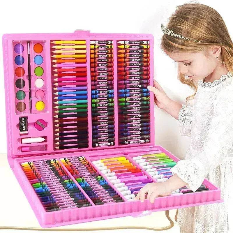 Double Panel Easel Version Watercolor Pen Set Brush Crayon Oil Pastel Children Painting Coloring Drawing Art set. - EX-STOCK Canada