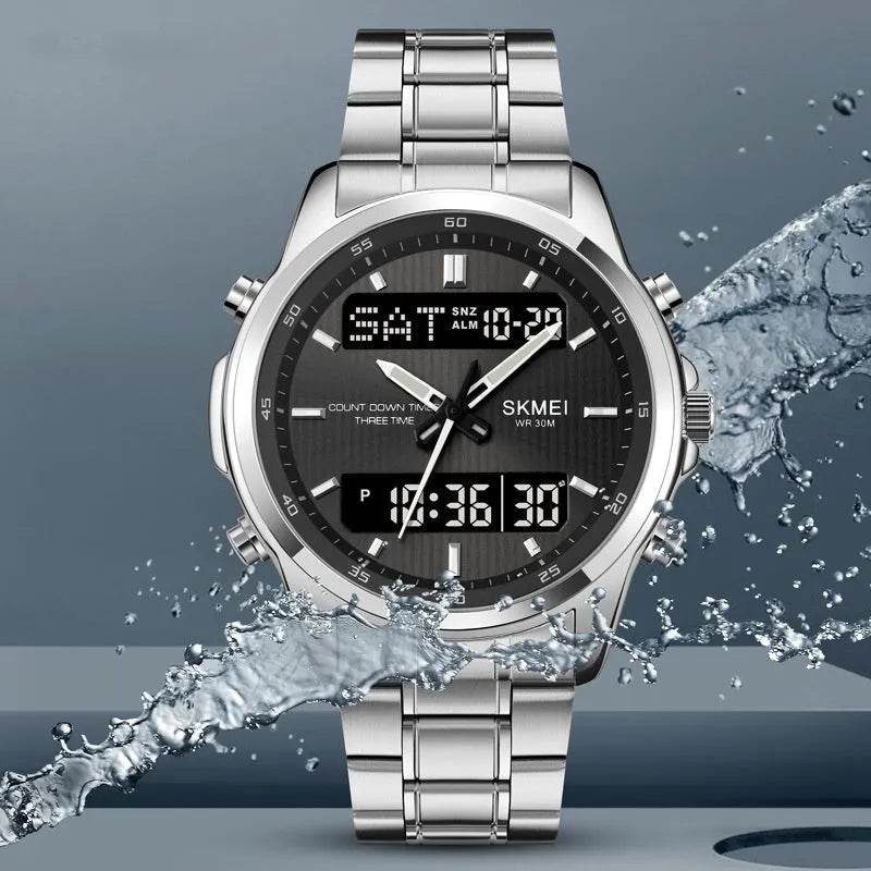 Multifunctional Men's Steel Strap Watch Double Display Sports - EX-STOCK Canada