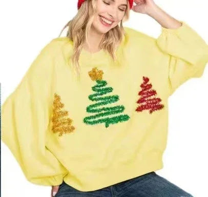 Women's Christmas Tree Casual Pullover Long Sleeve Sweater EX-STOCK Canada