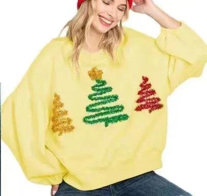 Pull-over décontracté pour femme à manches longues avec motif de NoëlEX-STOCK Canada