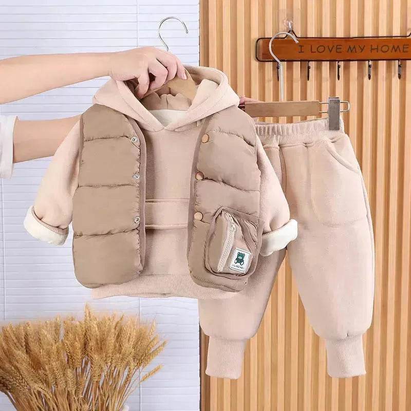 Boys' Suit Autumn Fashionable Fleece-lined Three-piece Set Baby Winter Fashionable Clothing - EX-STOCK Canada