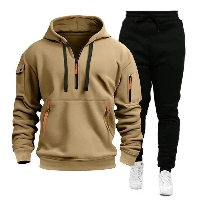 Men's pocket Half Zipper Hoodie Sweatshirt Pullover Sportswear - EX-STOCK Canada