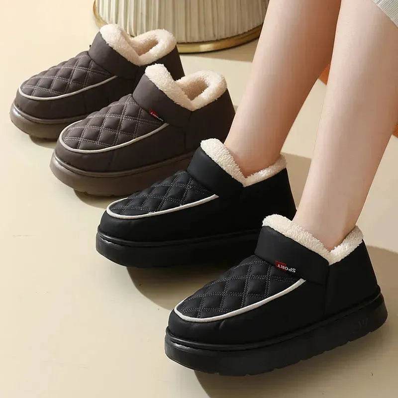 Winter Plush Cotton platform Shoes Warm Thick-bottom Waterproof Home Slippers All-match Indoor Outdoor Garden Shoes For Women - EX-STOCK Canada