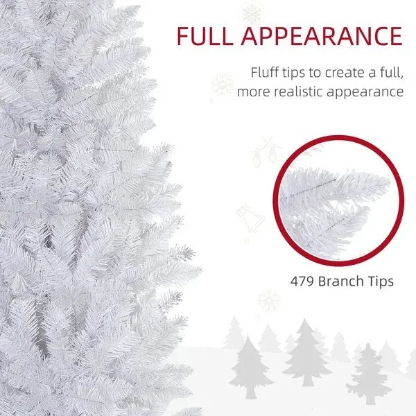 6ft Tall Pencil Artificial Christmas Tree With 479 Branch Tips With Steel Base, White EX-STOCK Canada