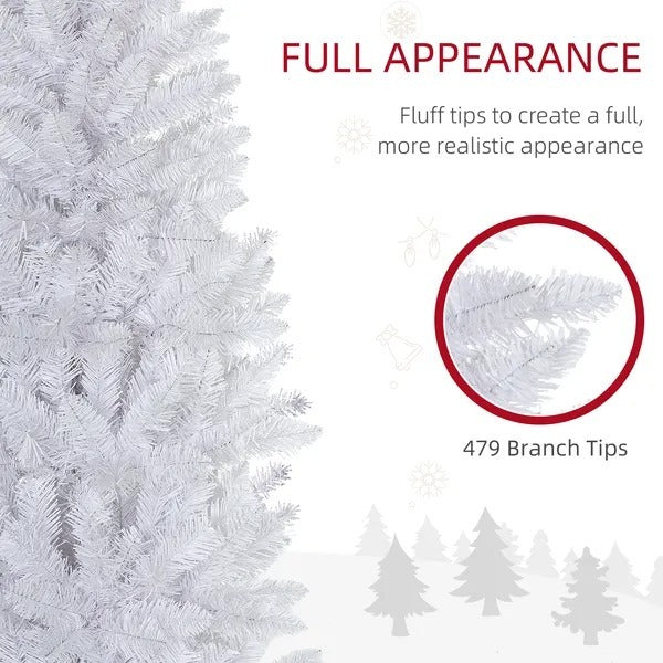 6ft Tall Pencil Artificial Christmas Tree With 479 Branch Tips With Steel Base, White EX-STOCK Canada