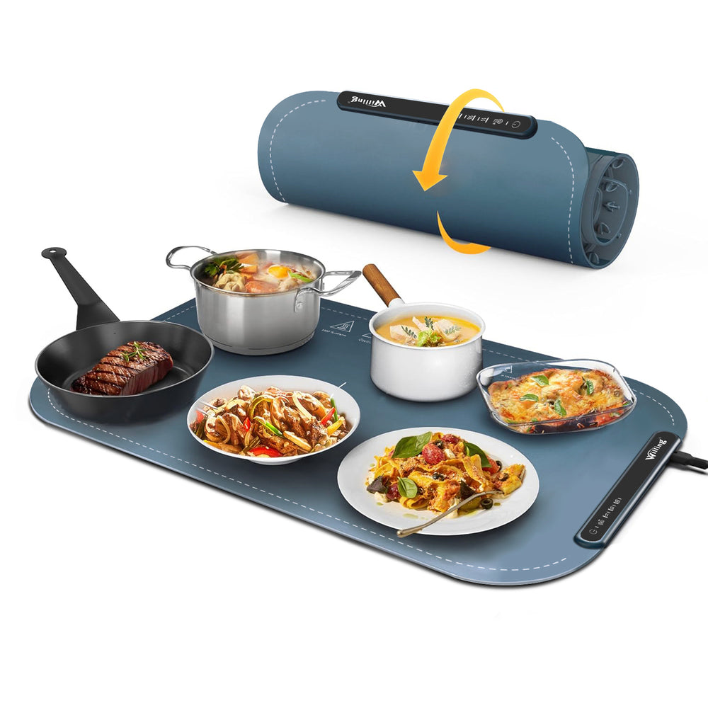 Willing 250W Food Warming Mat 3-Temperature Setting Home Food Warmer Portable Warming Trays For Stainless Steel Ceramic, Glass Enamelware - Navy Blue EX-STOCK Canada