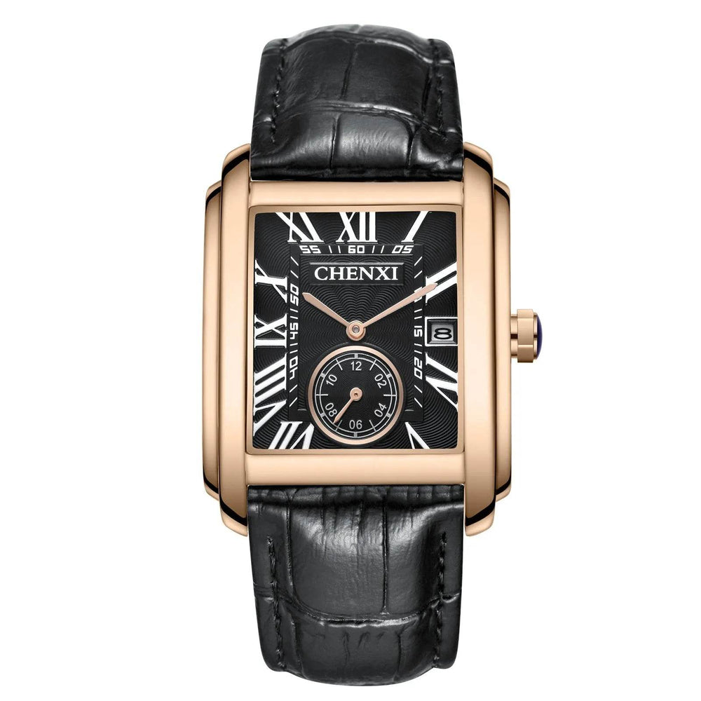 Square Quartz Leather Strap Alloy Watch Men - EX-STOCK Canada