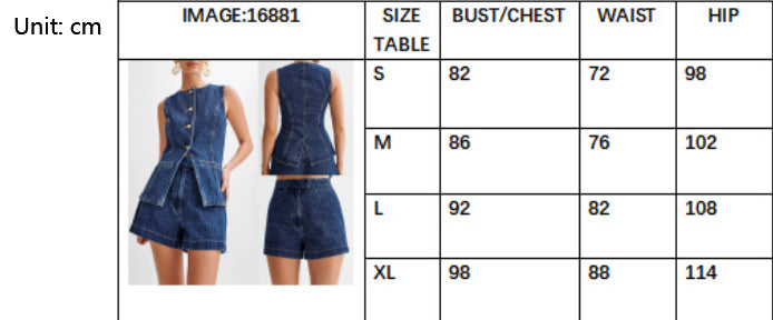 Ensemble pour femmes décontracté en denim sans manches