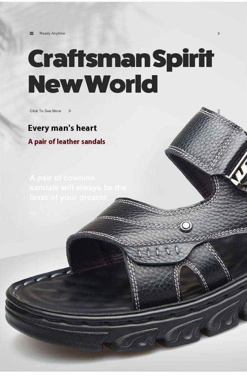 Men's Non-slip Casual First Layer Cowhide Sandal Slippers EX-STOCK CANADA