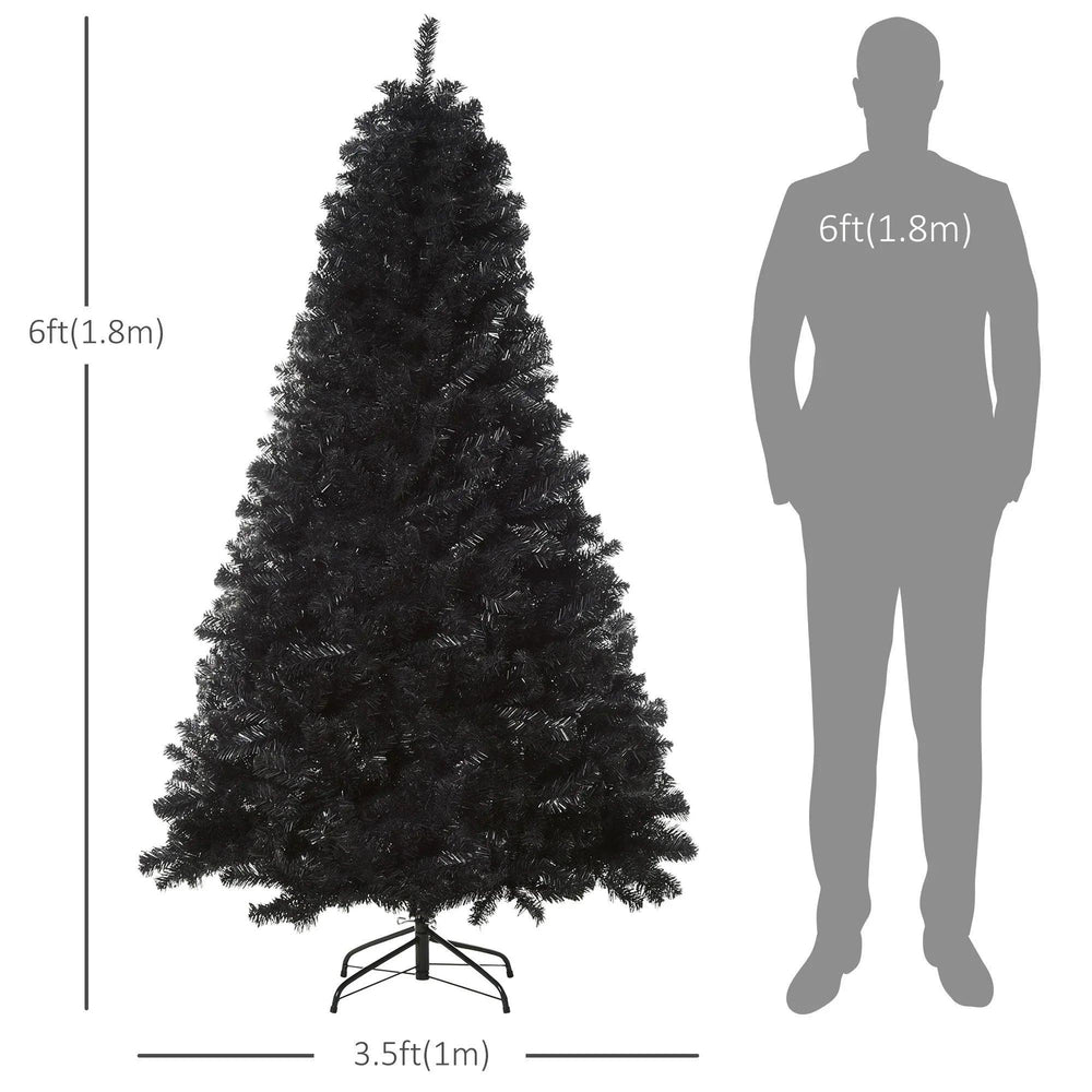 6ft Artificial Christmas Tree Unlit Douglas Fir With Realistic Branch Tips, Black Halloween Style EX-STOCK Canada