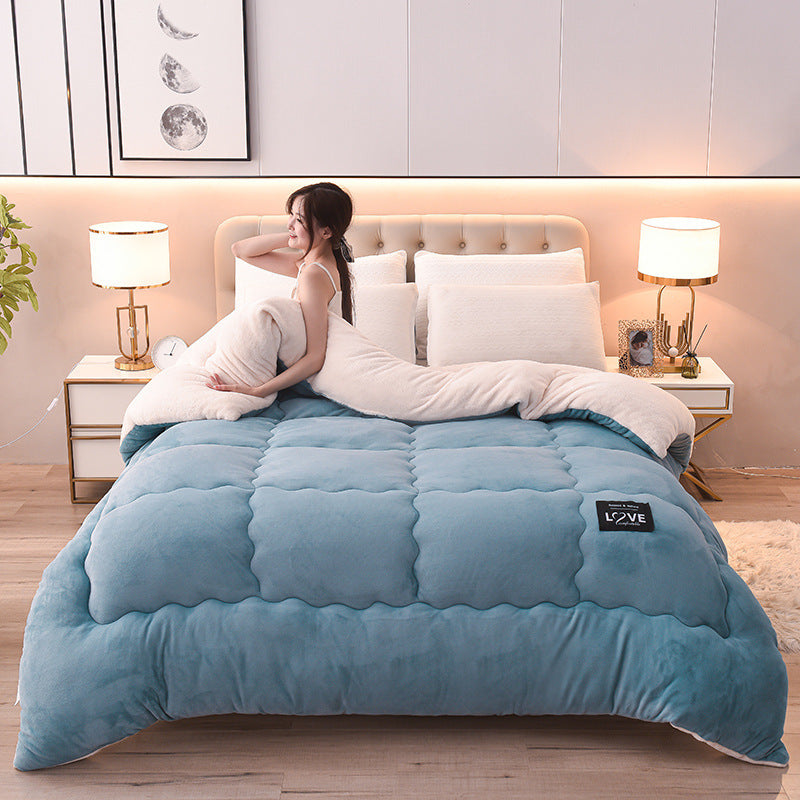 New Thick Lambskin Winter Duvet Insert Double-sided Velvet Lambswool Warm Quilt EX-STOCK Canada