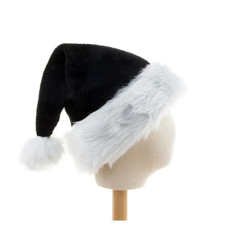 Black Christmas Hat Halloween Plush Hat Thickened Plus-sized Christmas Hat EX-STOCK Canada